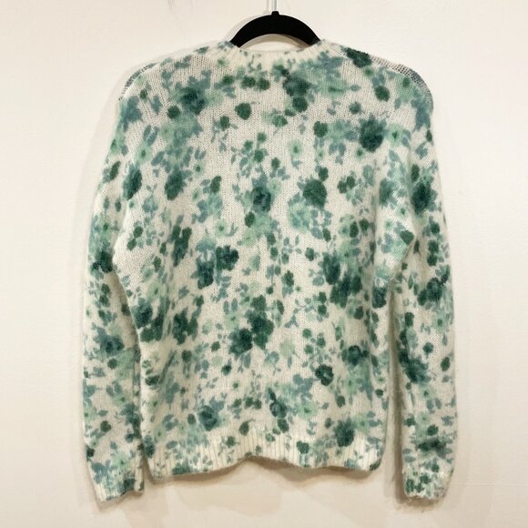 EUC Sezane Amaya Floral Mohair Wool Sweater Ecru Green Peonies XS - Picture 4 of 9